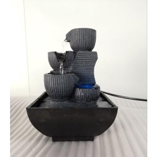 Unique Shape Desktop Fountain Running Water Home Tabletop Decoration Resin Landscape Ornament With Light Home Decoration