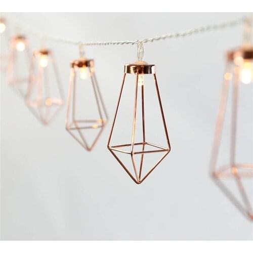 New Simple And Modern Style Ins Style Lighting Decor Rose Gold Diamond Shape LED String Courtyard Decorative Drip Light String
