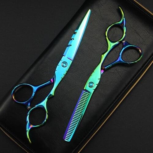 Professional japan 440c 6 '' green hair scissors cutting barber makas haircut thinning shears cut scissor hairdressing scissors