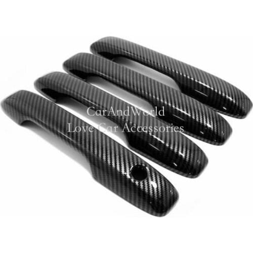 Carbon Fiber Side Door Handle Cover Frame Trims For Honda Fit Jazz GR 2020 2021 Car Exterior Accessories