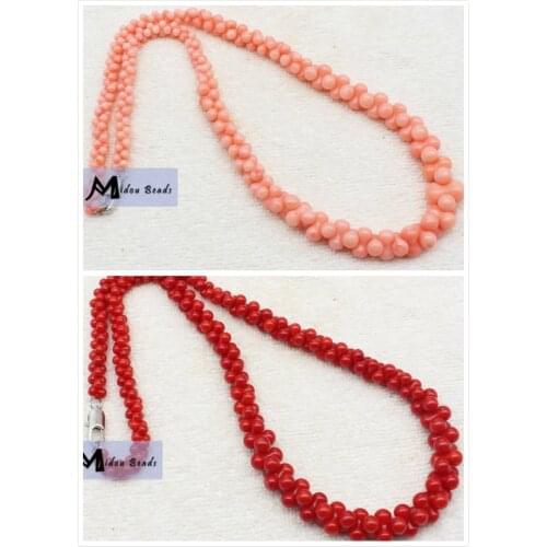 3x6-7x12mm White,Red Coral Bone shape Necklace 17",For Jewelry making , provide mixed wholesale for all items