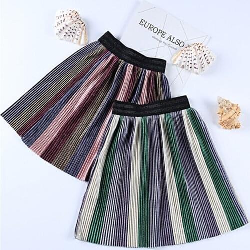 3-8 Y Europe and America Style Baby Girls Pleuche Pleated Long Skirt 2019 New Spring Clothes Fashion Kids Color Patchwork Skirt