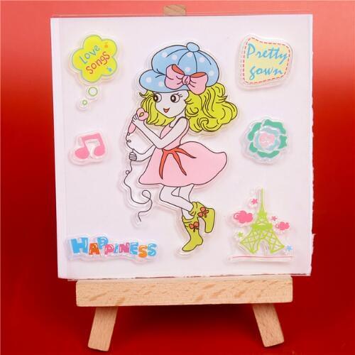 Singing Fashion Girl Silicone Clear Stamps Scrapbooking DIY Photo Album Cards Decoration Craft Transparent Stamp