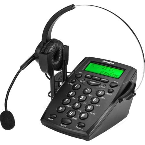 Professional Call Center Dialpad Headset Telephone with Dial Key Pad telephone RJ9 plug headset phone with Green Back Light