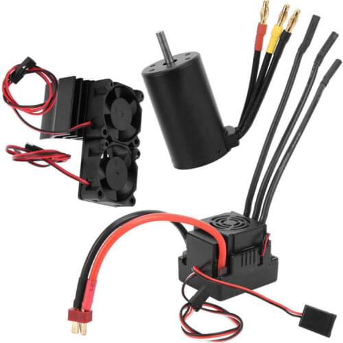 RC Car Brushless Motor Waterproof 3660 3800KV Brushless Motor 80A Brushless ESC Heatsink Combo Set for 1/8 RC Car