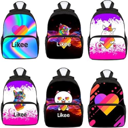 Like App Backpack Cute "LIKEE 1 (Like Video)" Bag for Kids 3D Russia Type Zipper Kindergarten Backpack School Bags 13 Inch