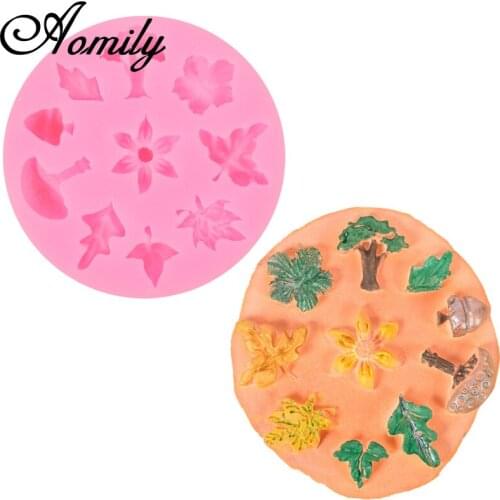 Amoliy Plant Silicone Mold Tree Flower Leaf Hand-made DIY Chocolate Fondant Cake Mold Cake Decorating Tools Baking Accessories