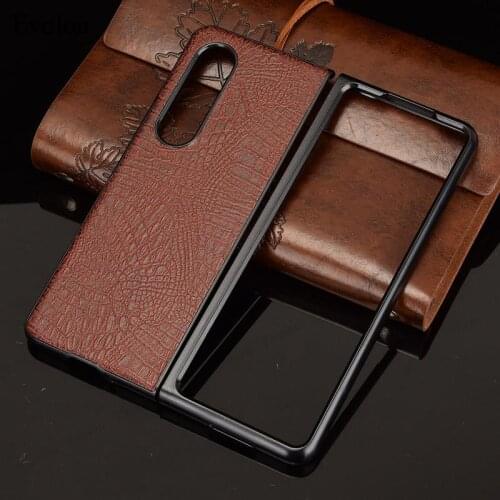 Vintage Crocodile Pattern Leather Case For Samsung Galaxy Z Fold 3 Shockproof Full Hard Back Cover For Samsung Galaxy Z Fold 2