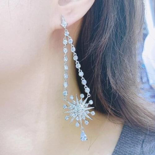 YANMEI CZ Geometrische Stud Oorbellen Voor Vrouwen Halve Cirkel Kristal De Wiel Oorbel Luxe Pendientes Accessoires