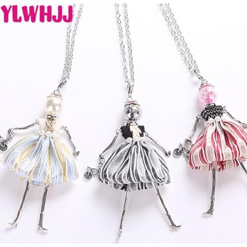 YLWHJJ brand handmade doll necklaces long chain pendants 2018 alloy new cute choker girls women accessories black maxi necklace