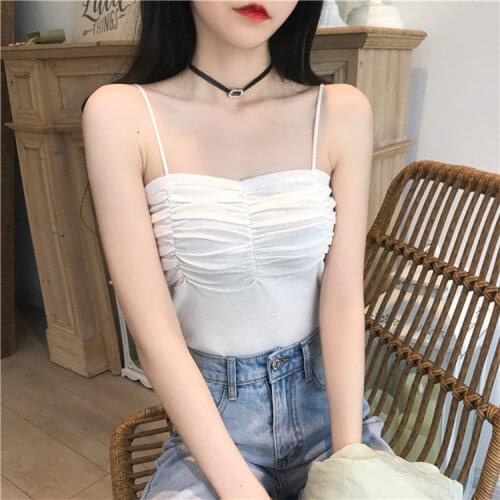 Women Tanks Tops Small Vest Womens 2021 Sleeveless Top Knitted Sling Camis Crop Top For Women