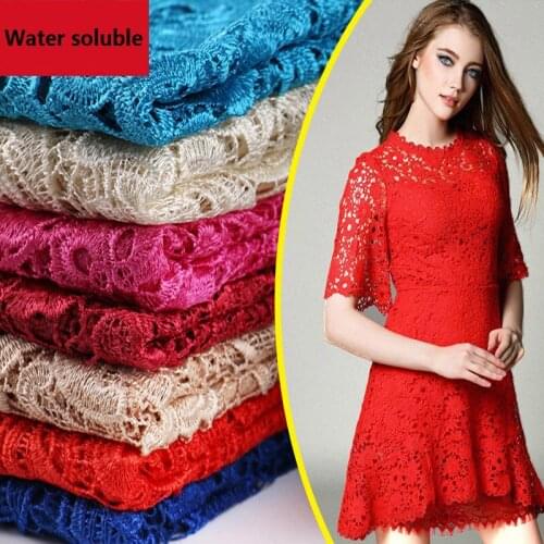 High quality Colors african hollow lace for women dress Polyester Guipure lace fabric/water soluble lace fabric