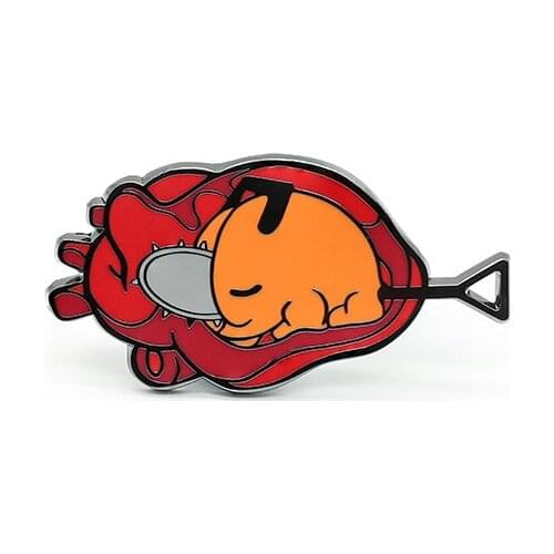 Chainsaw Man Pochita Badge Creative Well-made Metal Pochita‘s Heart Badges Brooch for Collection Size 60*31mm