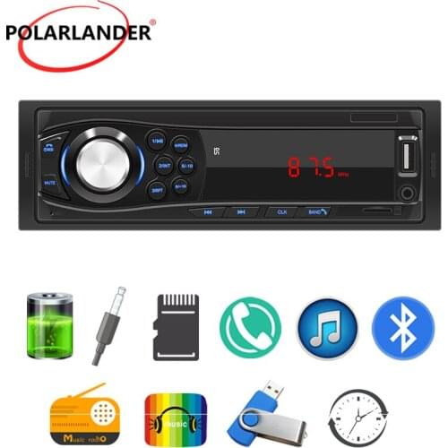1 Din FM Car Radio 2V 45W Red Panel Light Bluetooth 4.0 Mp3 Player USB Support Subwoofer RCA Supports TF Card U Disk AUX RCA