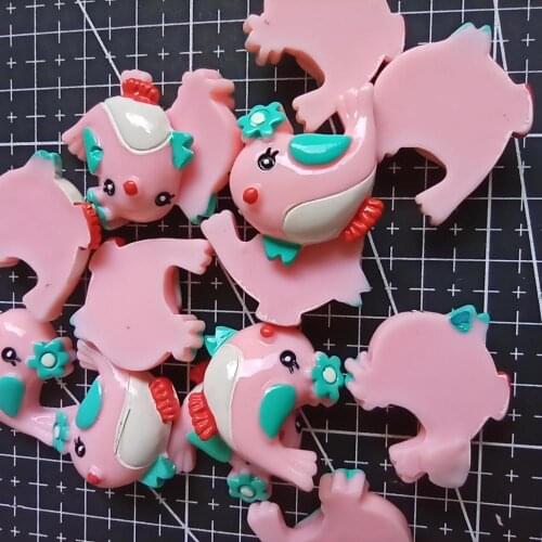 1pcs/lot resin flat back pink Bird cartoon 29mm fairy garden gnome moss terrarium decor crafts bonsai home DIY