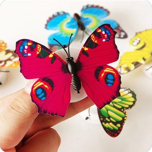 Living Room 1pcs Pasteable Night Light Flower Type Random Glowing Butterfly 3d Toggle Decoration Wall Wall Light Plastic