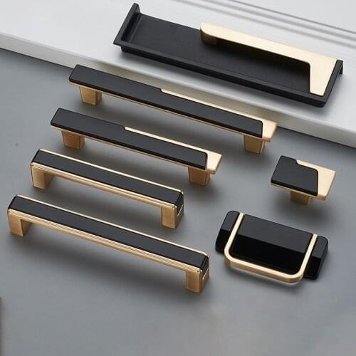 Modern Gold Gray Kitchen Handle Cabinet Knobs Handles Fashion Drawer Knobs Pulls Hidden Furniture Handle Door Hardware