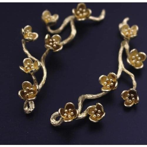 10pairs Brass Casted Winter Flower Branch Charms Oriental Mori Girl DIY Hair Head Wedding Jewelry Accessories Quality