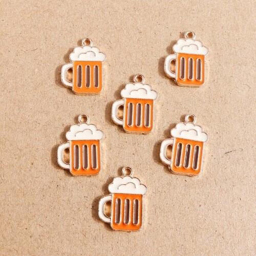 10pcs 14*19mm Enamel Summer Drink Beer Charms for Pendants Necklaces Drop Earrings DIY Jewelry Making Handmade Craft Accessories