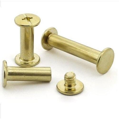 1000pcs 5mm*6mm Brass Plating Album Books Screw Lash Rivet Screw Joint Screw Recipe Nail Binding Handwork Fix