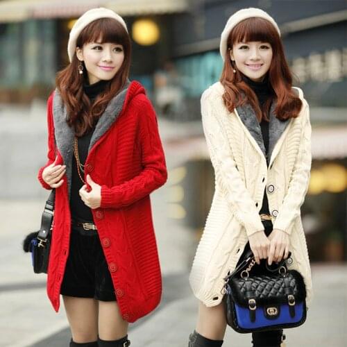2018 warm winter jackets Women cardigan add wool Christmas sweater Fashion womens sweater Casual plus size womens coat