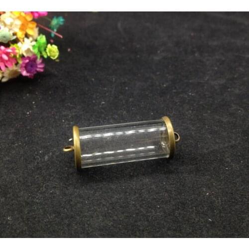 3sets/lot 28*12mm tube shape glass bottle with double opening glass vial globe jewelry pendant handcrafted diy necklace findings