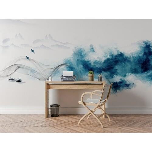 3D New Fashion Light Blue Magic Picture Background Wall Painting Modern Study Room Living Room Bedroom Decoration Photo Painting
