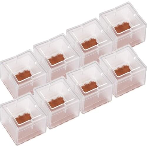 8Pcs Furniture Silicone Protective Cover Square Silicone Chair Leg Floor Protector Chair Leg Cap Furniture Foot Cover