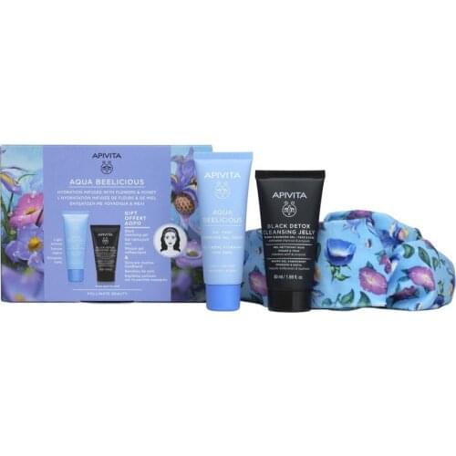 APIVITA - AQUA BEELICIOUS COFRE GEL TEXTURA LIGERA (40 ML)+ BLACK DETOX (50 ML)+DIADEMA REGALO