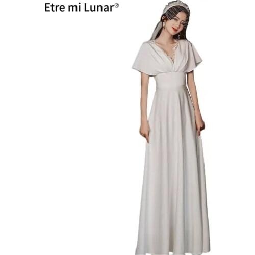 2021 New Burgunday One Shoulder Long Sleeve Evening Dress Mermaid High Slit Satin Evening Gown robe de soiree L4225