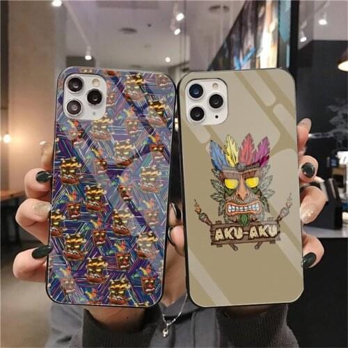 Crash Bandicoot Aku Aku Phone Case Tempered Glass For iPhone 12 Pro Max Mini 11 Pro XR XS MAX 8 X 7 6S 6 Plus SE 2020 Cover