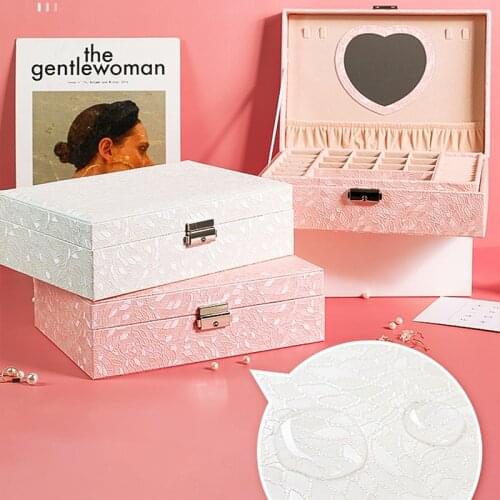 Double Layer Large Capacity PU Jewelry Packaging Display Jewelry Storage Box Organizers Ring Earrings Necklace Jewelry Showcase