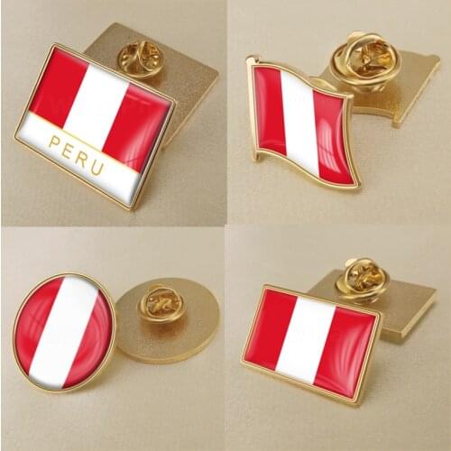 Coat of Arms of Peru Peruvians Map Flag National Emblem National Flower Brooch Badges Lapel Pins
