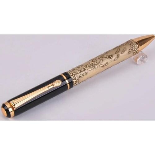 Hot Sale New Gold/Pink/Gray Color Baoer 507 Xubeihong "the Eight Horses" Business Gift Ballpoint Pen with Exquisite Golded Clip