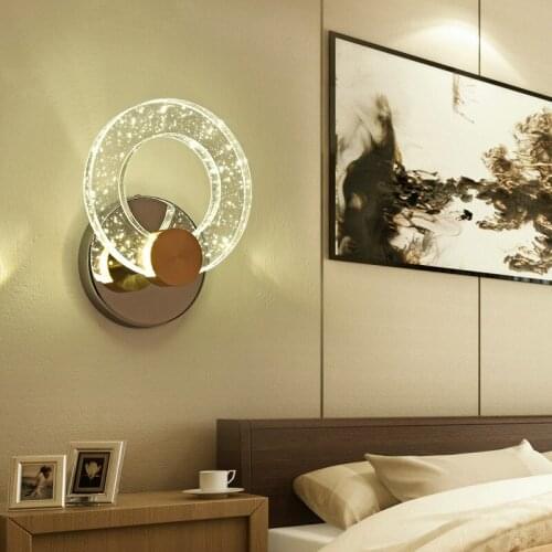 Crystal Round Wall Lamp LED Bedroom Bedside Wall Light Modern Creative Porch Corridor Bathroom Stainless Steel Wall Sconce