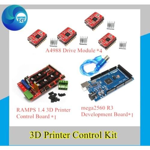 3D Printer Control Kit RAMPS 1.4 3D Printer Control Panel +A4988 Stepper Driver+Mega2560 R3 Development Board For Robot RC DIY