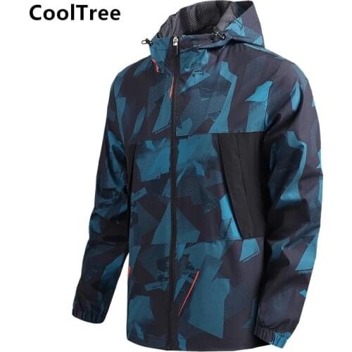CoolTree Men Casual Jacket Spring Autumn Windproof Camouflage Hooded Coats Male Breathable Slim Zipper Outerwear Brand Clothing