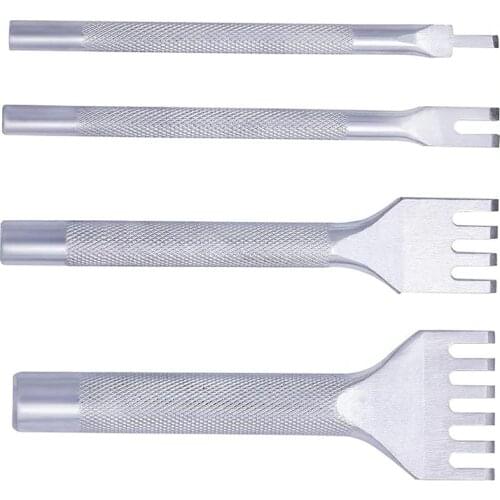 LMDZ Leather Punching Tools, Tool steel 4mm 1/2/4/6 Prong DIY Diamond Lacing Stitching Chisel Set Leather Craft Punching
