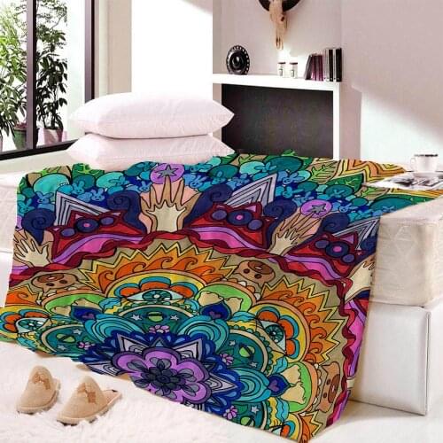 Mandala SoftThin Nap blanket Velvet Plush Beach Towel For Children Blanket Throws Summer Indian bedsheet Travel Dropship Custom