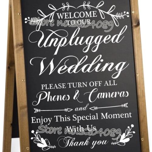Welcome to our unplugged wedding ceremony Board sticker Unplugged No phones wedding decal Wedding Reception Sign Art Decor EA531