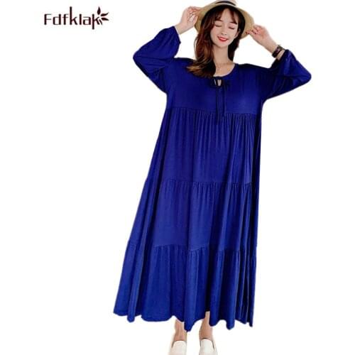 Autumn Winter New Large Size Long-sleeved Nightdress Female Cake Dress 100 kg fat mm Sleepwear Nightgown Outer Wear Home Clothes