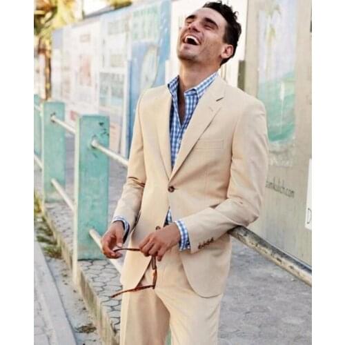 Latest Coat Pant Designs Champagne Men Suit Casual Beach Wedding Suits for Men Blazer Slim Fit Custom 2 Piece Tuxedo Vestidos