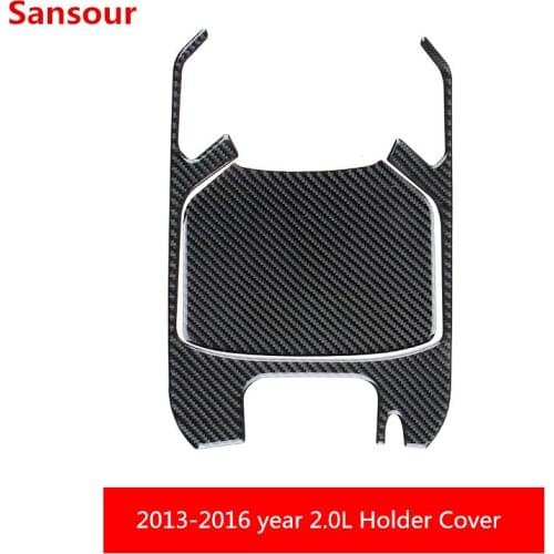Sansour Carbon Fiber Car Interior Decoration Trim Gear Shift Panel Drink Holder Cover Trim For Ford Mondeo 2013-2016