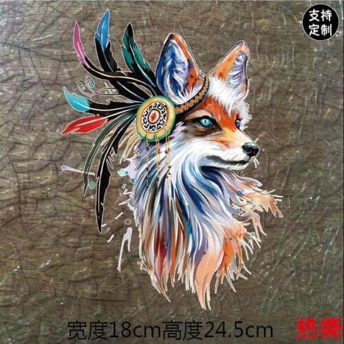 Feather Wolf Animals Patch Stickers Iron on Transfers Vinyl Heat Transfer Iron Patch Summer Style Thermal Transfers Sticker DIY