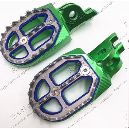 Green Billet CNC Foot Pegs pedals Foot rests For kx250 kx450f klx450 08 09 10 11 12 13 14 motocross enduro super motard