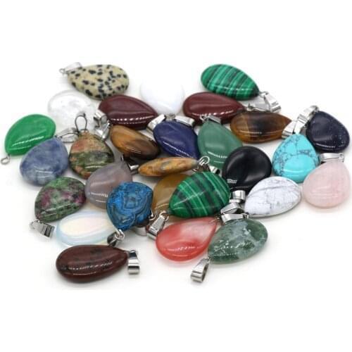 4pcs/lot Natural Stone Pendant Charms Agates Stone Pendant Water Drop Shape for Making DIY Jewelry Necklace Size 16x28mm