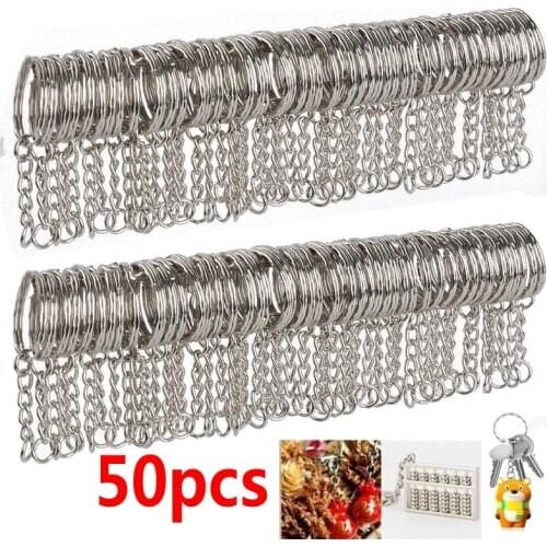 Silver Plated Metal Blank Keyring Keychain Split Ring Keyfob Key Holder Rings Women Men DIY Key Chains Accessories 10/20/50Pcs