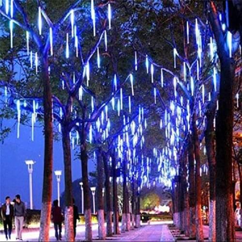 Solar Powered Christmas String Lights LED Meteor Shower Rain Light Waterproof Fairy Lights For Garden Tree Wedding Party Home