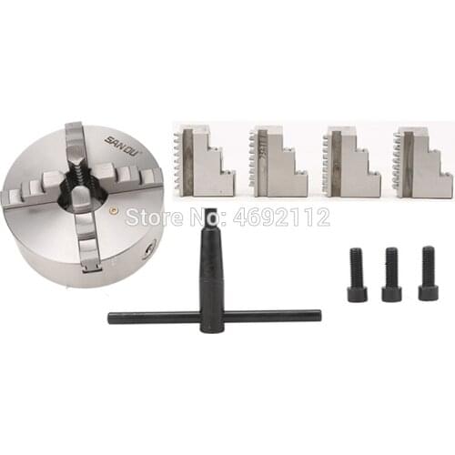 SANOU 4 Jaw 160MM 6'' Self Centering Lathe Chuck K12-160 Hardened Reversible Mounting Tool for Drilling Milling woodworking