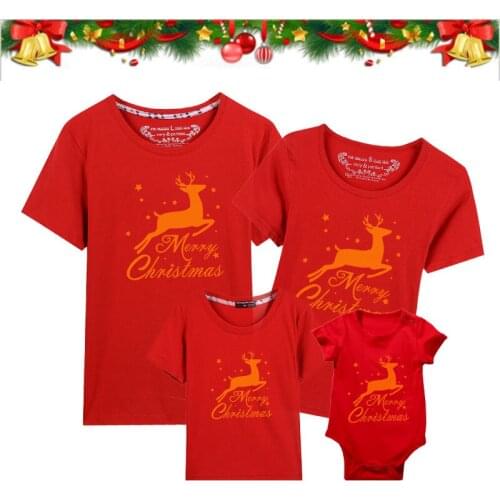 Christmas Deer Family Matching Clothes Daddy Mommy Baby Kids T-Shirt Xmas Casual Men Women Kids Girl Boys Clothing Baby Bodysuit